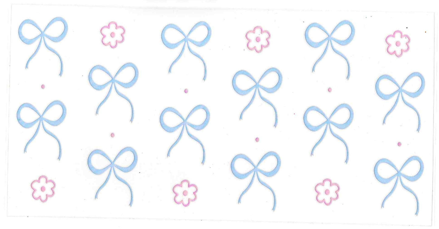 #21. Light Blue Bows and Pink Flowers