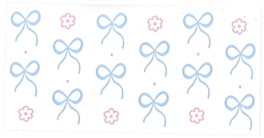 #21. Light Blue Bows and Pink Flowers