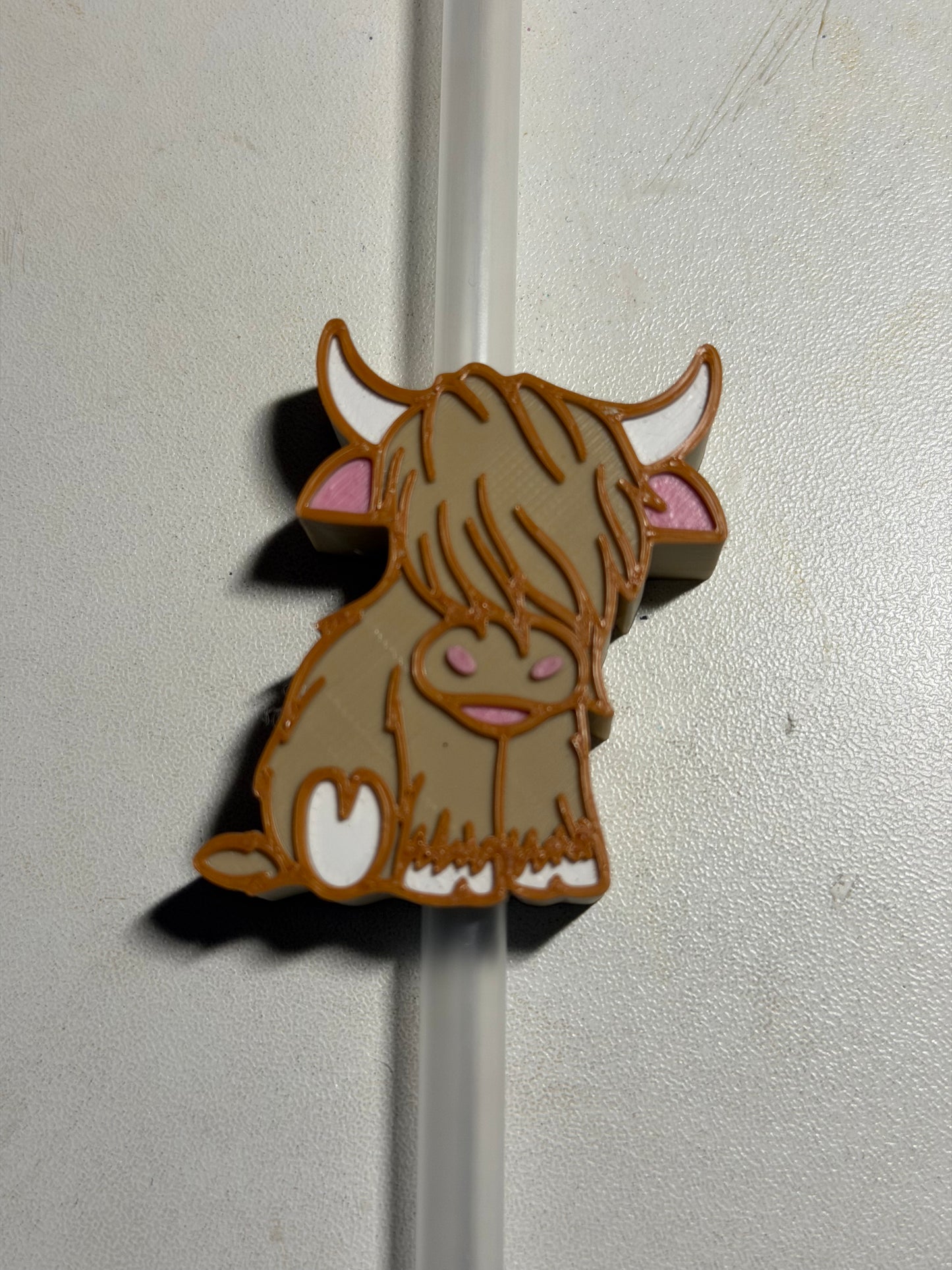 Highland Cow Straw Topper