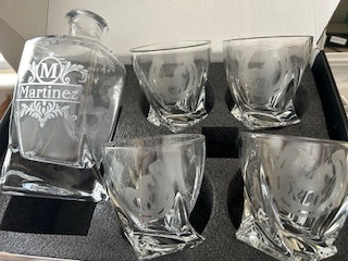 Etched Glass Decanter set