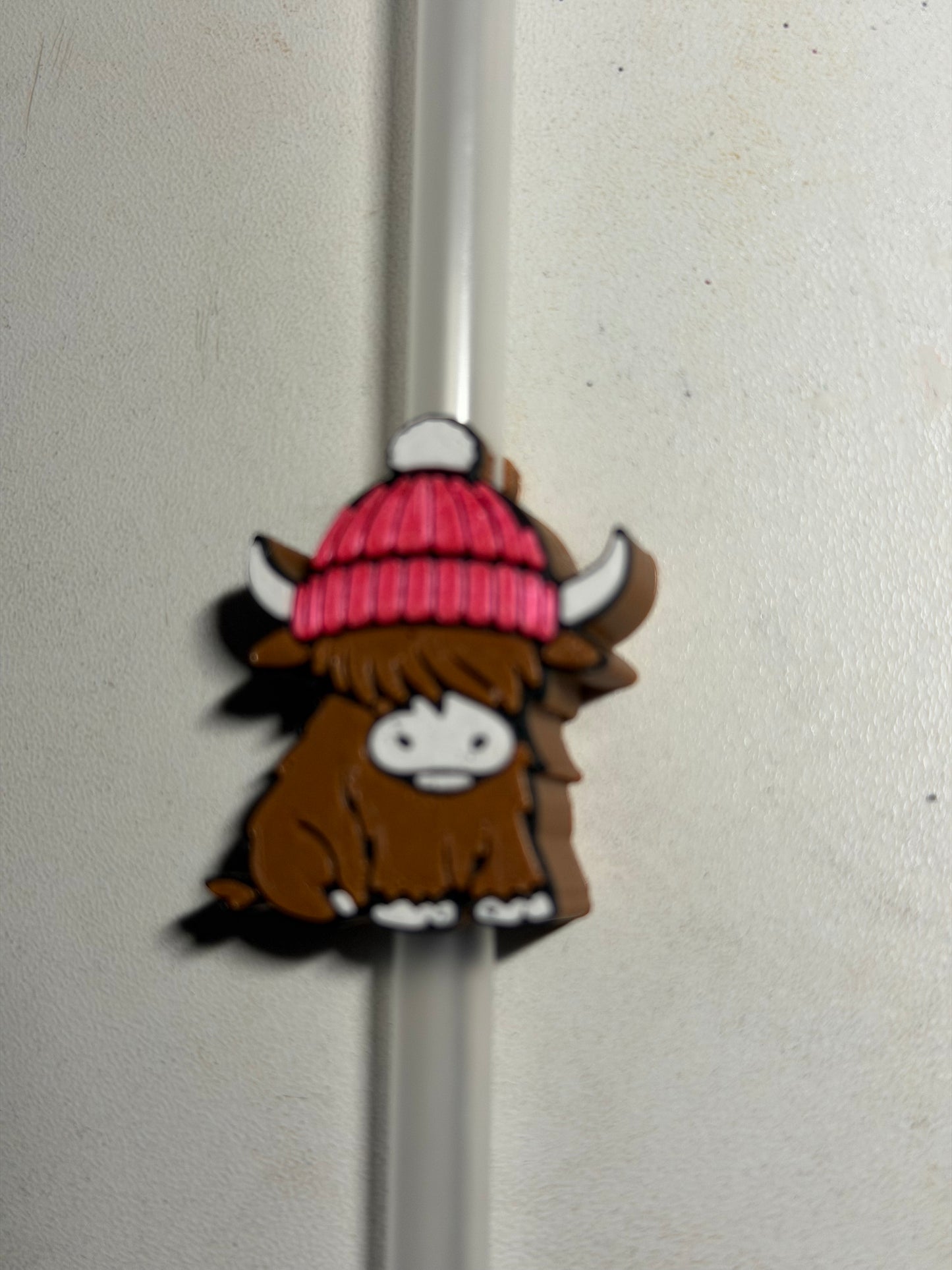 Highland Cow Straw Topper