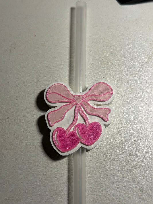 Coquette Bow w/heart cherries